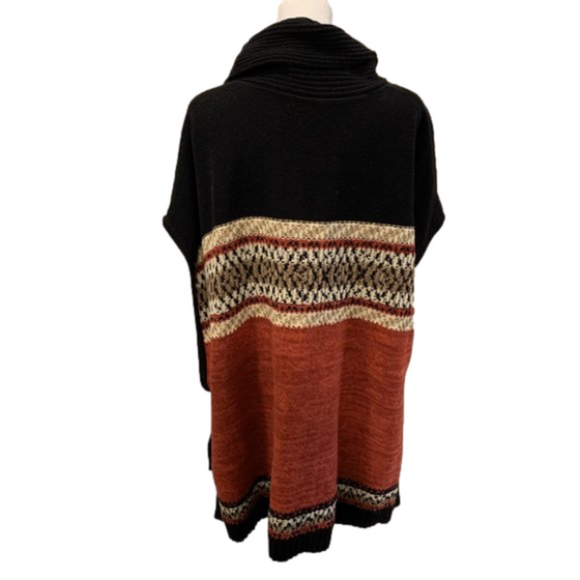 Sweater pullover shawl, cowl neck line, Red & Blue tight weave, open arm Med/ Lg - Picture 6 of 6